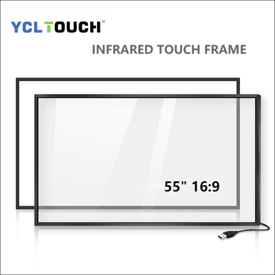 YCLTOUCH กรอบสัมผัสอินฟราเรดขนาด 55 นิ้ว เฟรมเปิดแบบโต้ตอบความแม่นยำสูง